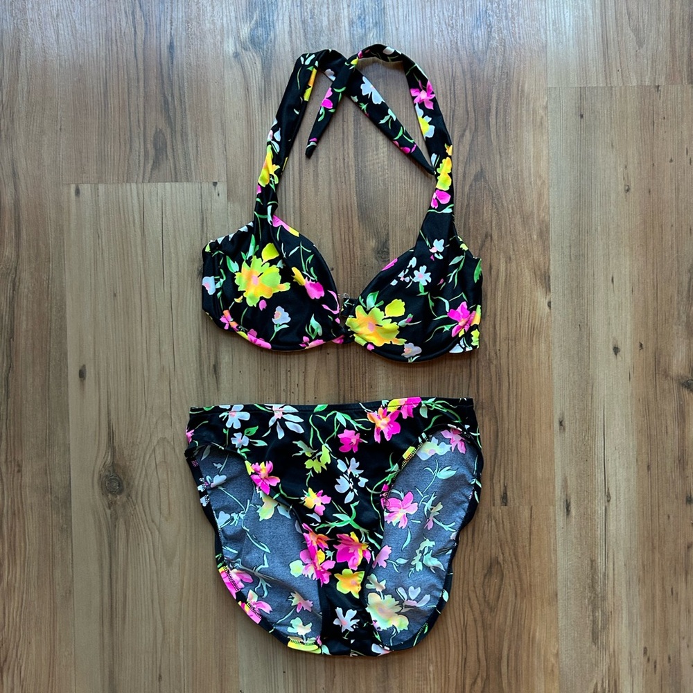 Vintage Black Floral Bikini